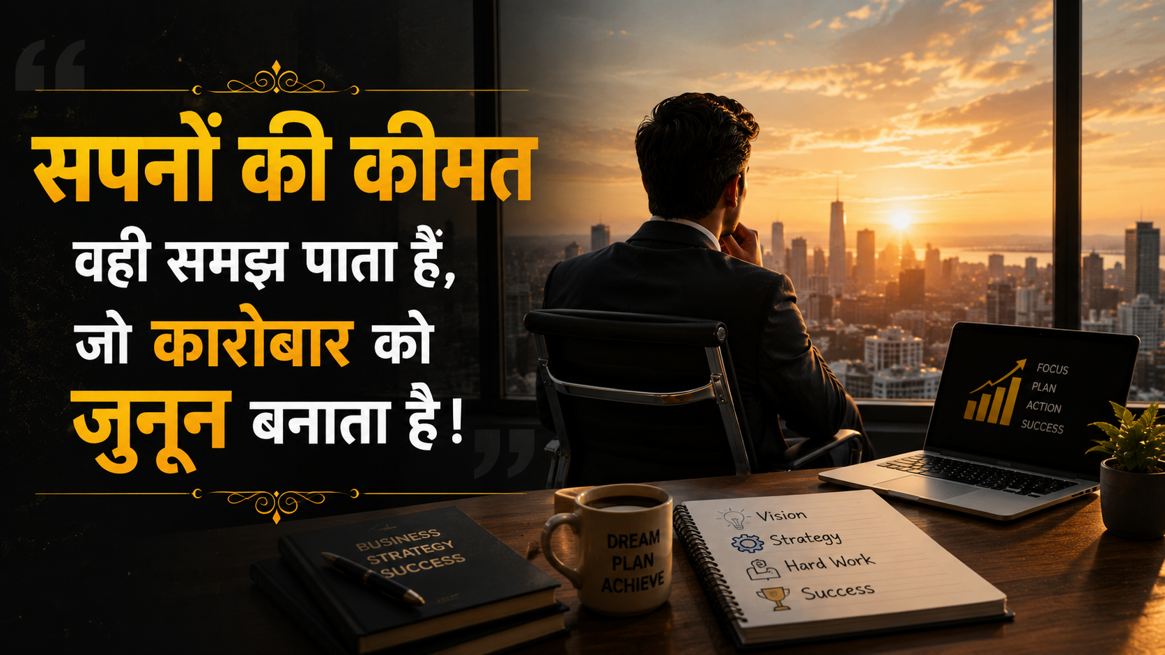 सपनों की कीमत वही समझ पाता है, जो कारोबार को जुनून बनाता है - बिजनेस मोटिवेशनल शायरी इमेज